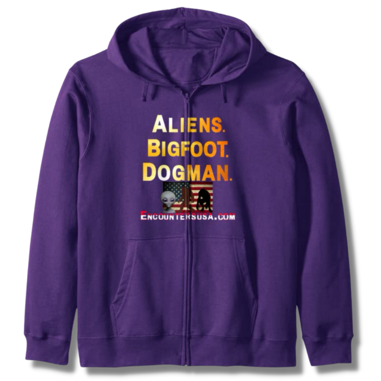 Aliens Bigfoot Dogman Purple Zip Hoodie
