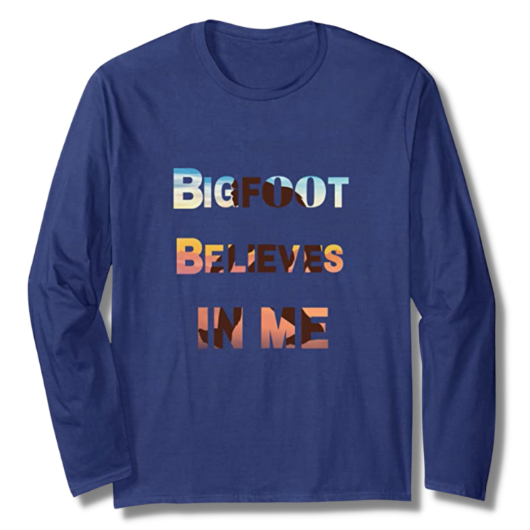 Bigfoot Believes In Me Navy Long Sleeve T-Shirt